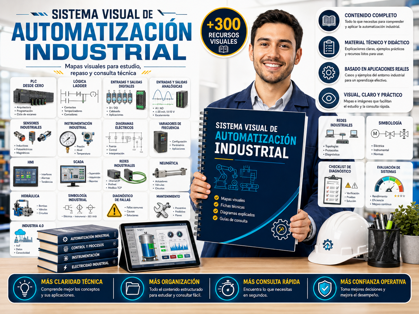Mockup del Sistema Visual de Automatización Industrial con todo el contenido reunido en un solo lugar