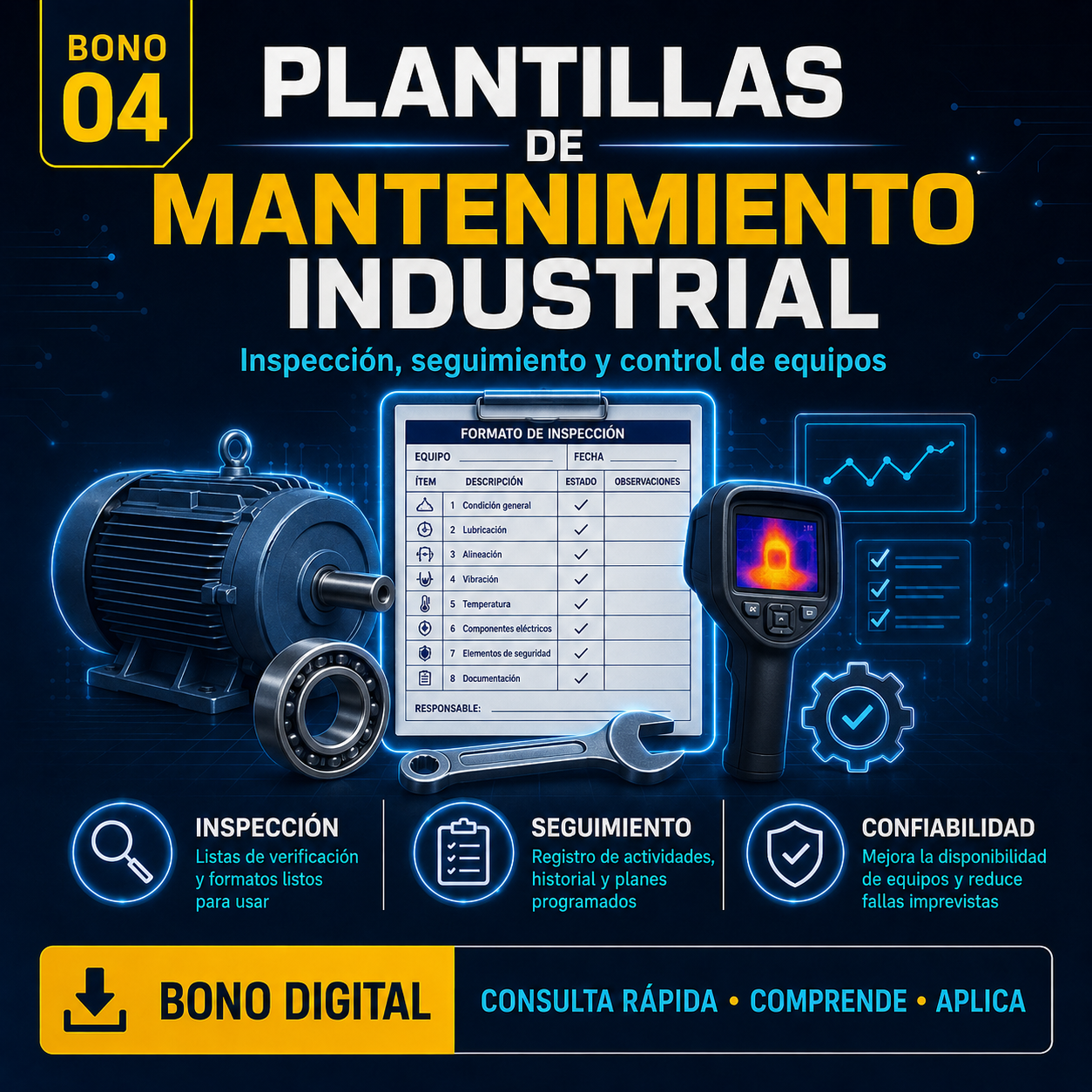 Portada del BONO #4: PLANTILLAS DE MANTENIMIENTO INDUSTRIAL